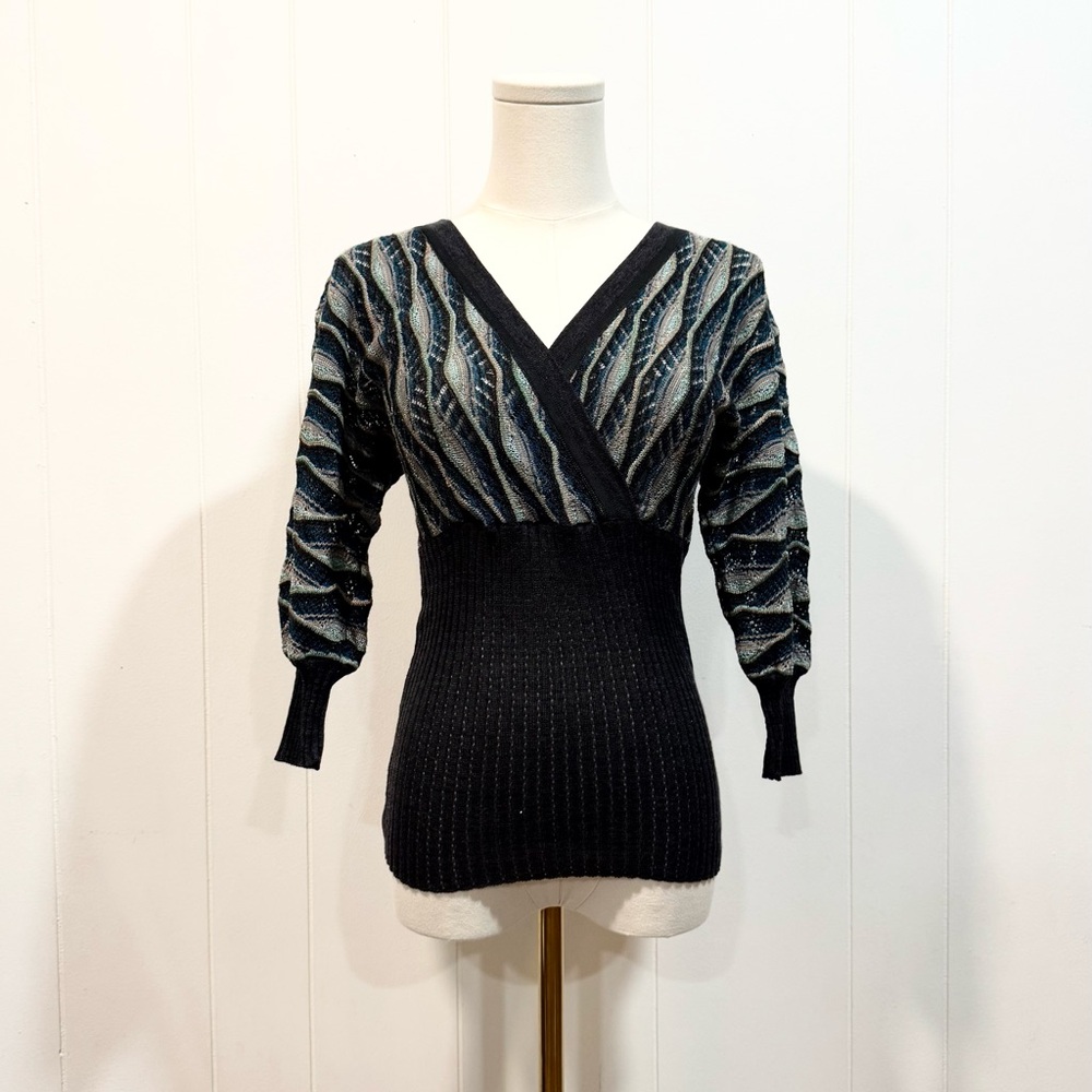 Vintage Y2K Missoni Italian Knit Form Fitting Long Sleeve Top US 2 Wool Blend